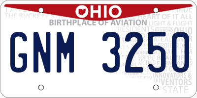 OH license plate GNM3250