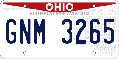 OH license plate GNM3265