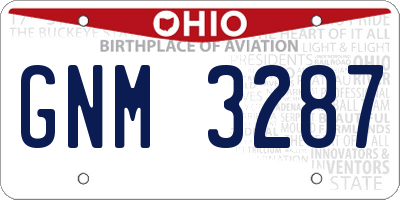 OH license plate GNM3287