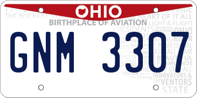 OH license plate GNM3307