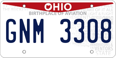 OH license plate GNM3308