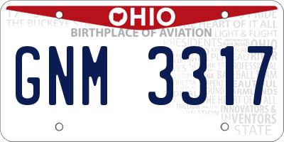 OH license plate GNM3317