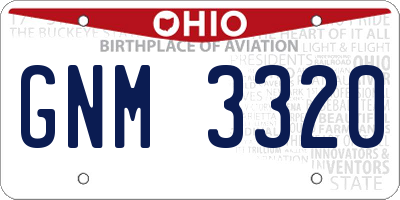 OH license plate GNM3320