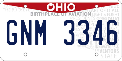 OH license plate GNM3346