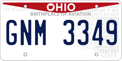 OH license plate GNM3349