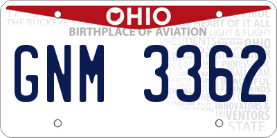 OH license plate GNM3362