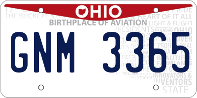 OH license plate GNM3365