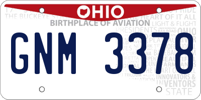 OH license plate GNM3378