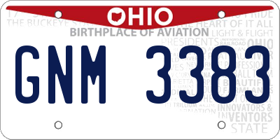 OH license plate GNM3383