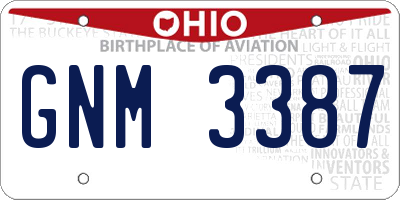 OH license plate GNM3387