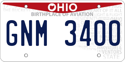 OH license plate GNM3400