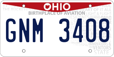 OH license plate GNM3408