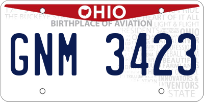 OH license plate GNM3423