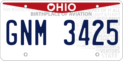 OH license plate GNM3425
