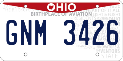 OH license plate GNM3426