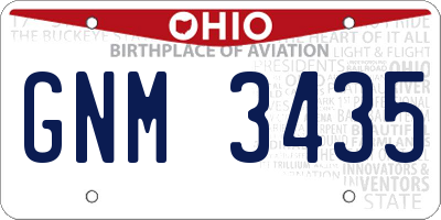 OH license plate GNM3435