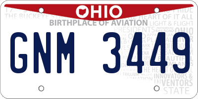 OH license plate GNM3449