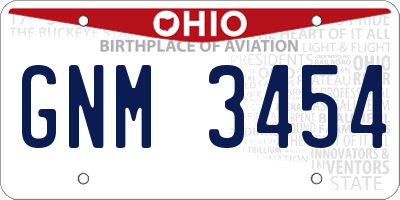 OH license plate GNM3454