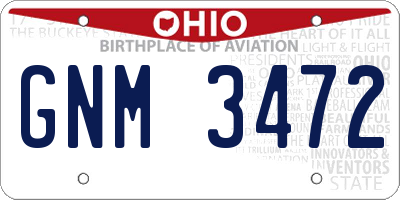 OH license plate GNM3472