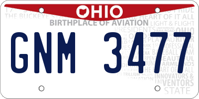 OH license plate GNM3477