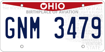 OH license plate GNM3479
