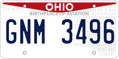 OH license plate GNM3496