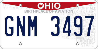 OH license plate GNM3497