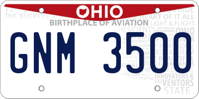 OH license plate GNM3500
