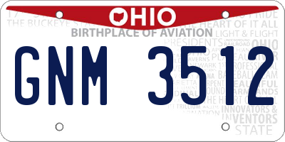 OH license plate GNM3512