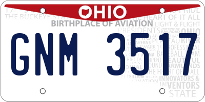 OH license plate GNM3517