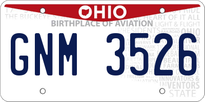OH license plate GNM3526