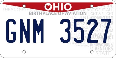 OH license plate GNM3527
