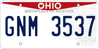 OH license plate GNM3537