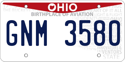 OH license plate GNM3580