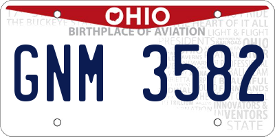 OH license plate GNM3582