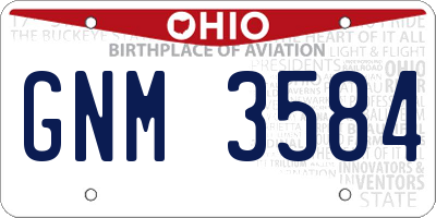 OH license plate GNM3584