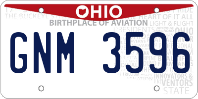 OH license plate GNM3596