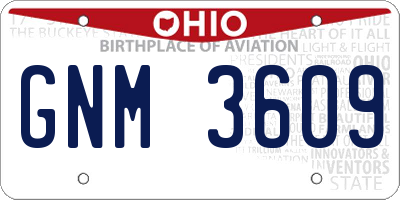 OH license plate GNM3609