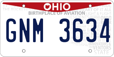 OH license plate GNM3634