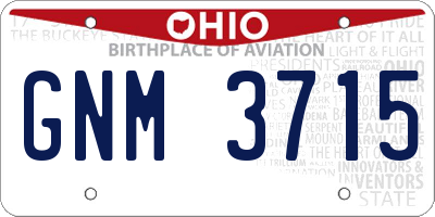 OH license plate GNM3715