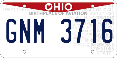 OH license plate GNM3716