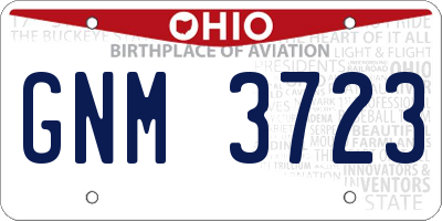OH license plate GNM3723