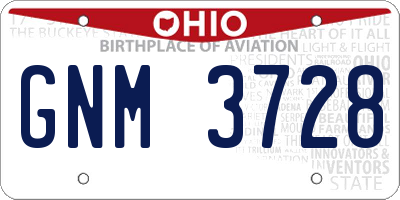 OH license plate GNM3728