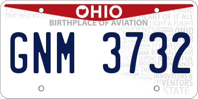 OH license plate GNM3732