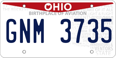 OH license plate GNM3735
