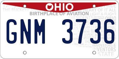 OH license plate GNM3736