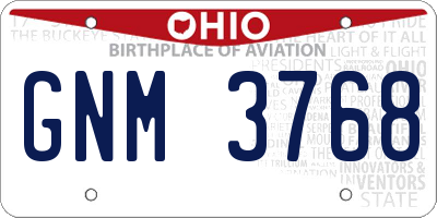 OH license plate GNM3768