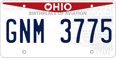 OH license plate GNM3775