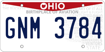 OH license plate GNM3784