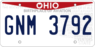 OH license plate GNM3792